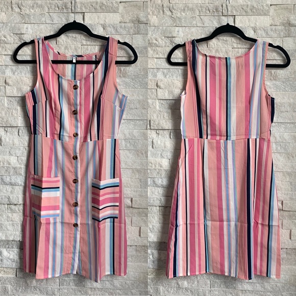 Vertical Striped Button Down Dress - Picture 6 of 6